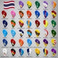 Forty flags the Provinces of Thailand  -  alphabetical order with name.  Set of 3d geolocation signs like flags Provinces. Royalty Free Stock Photo